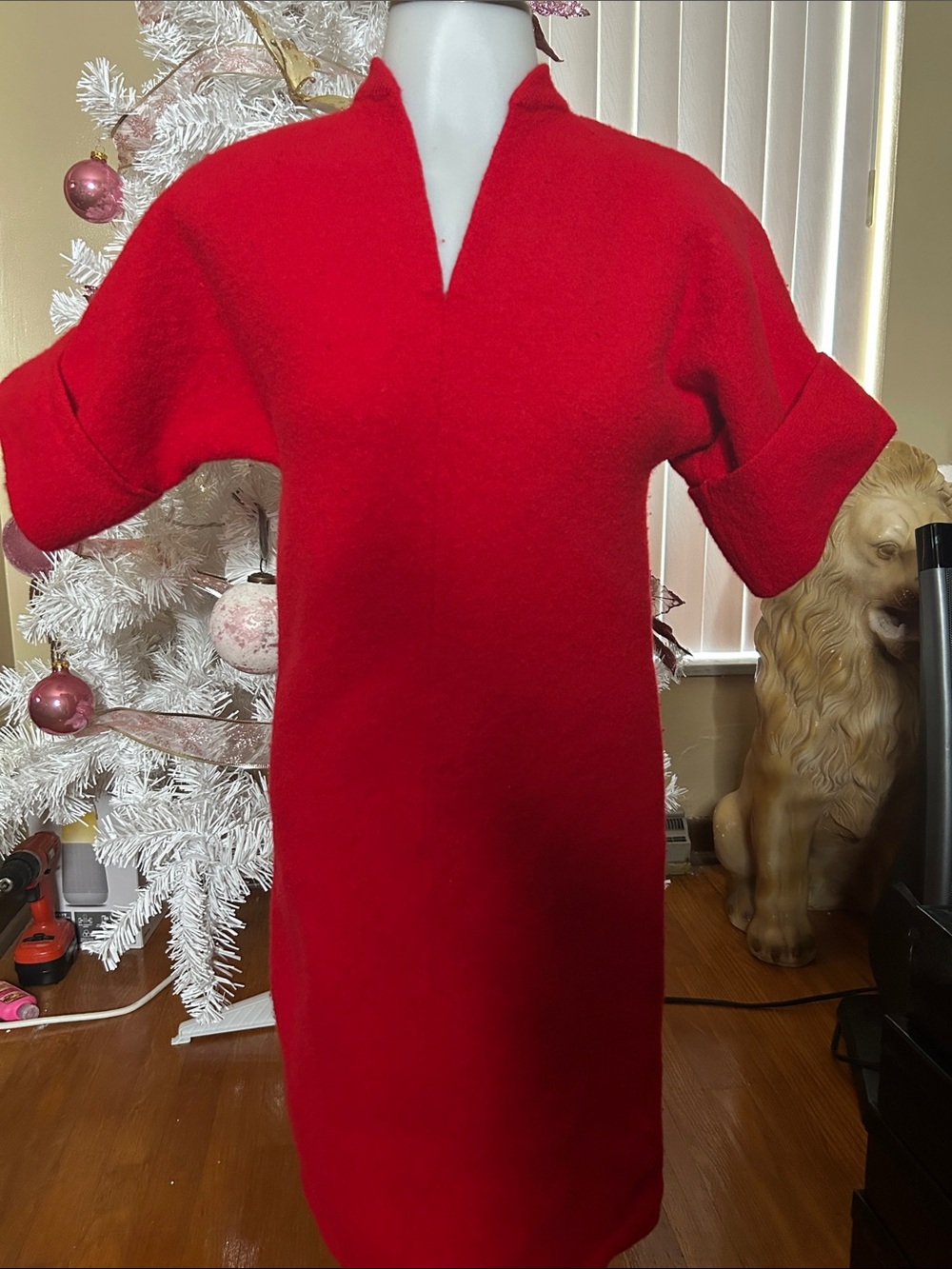 Zara Vibrant Red V-Notch Knit Dress